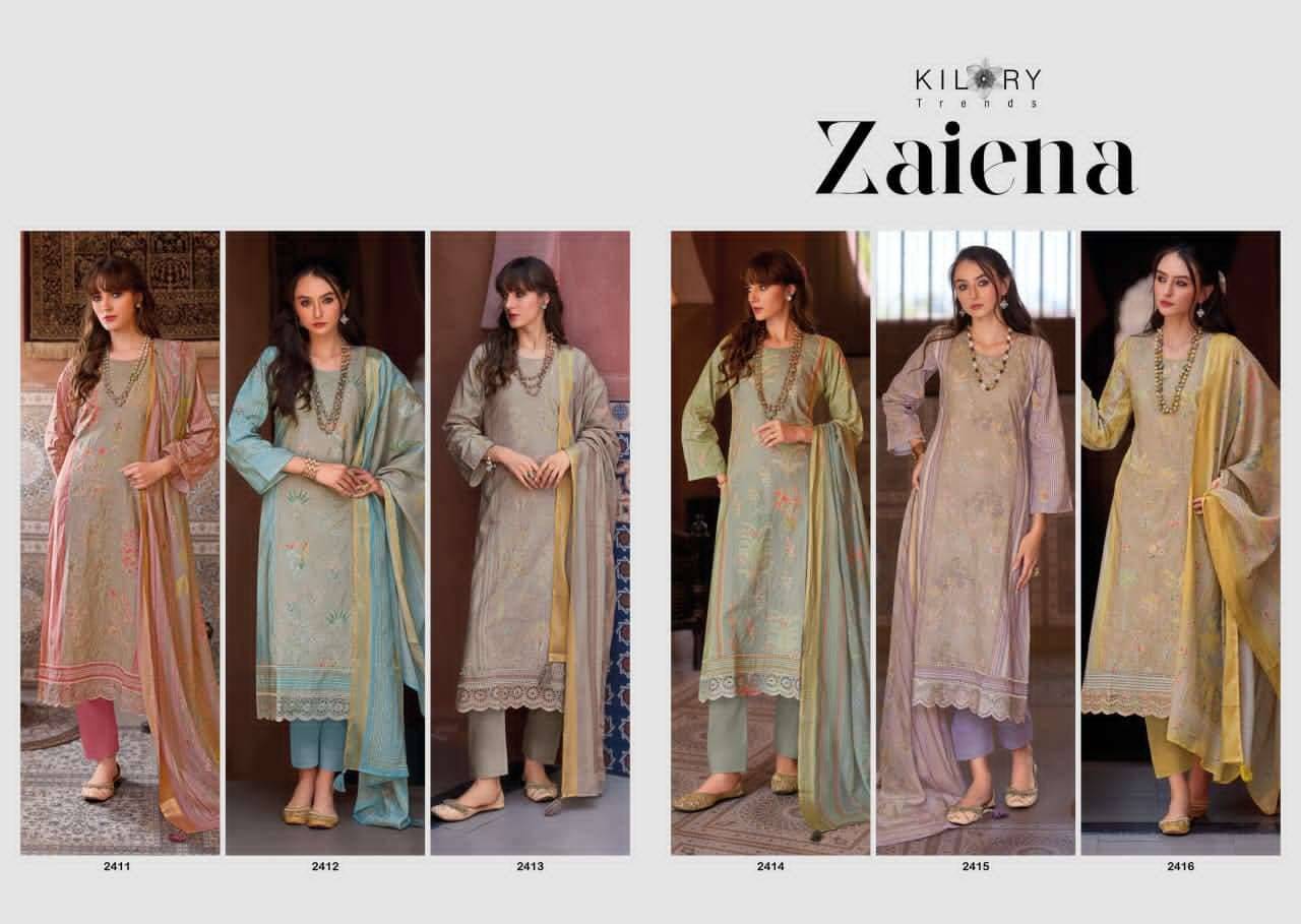 ZAIENA By KILORY TRENDS 2411 To 2416 Series Beautiful Festive Suits Colorful Stylish Fancy Casual Wear PURE LAWN COTTON Dresses At Wholesale Price